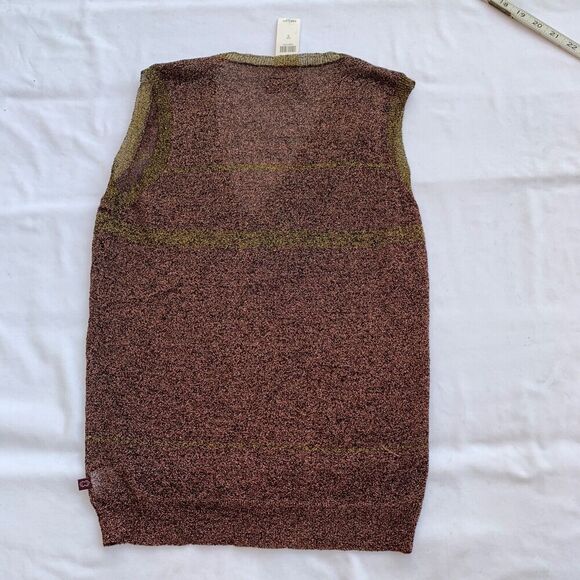 Anthropologie Ottod'Ame V Neck Tank Top Size S Brown Gold Copper $320 Party Fall - Picture 12 of 13